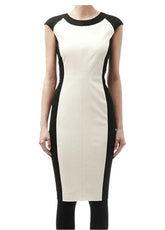 Women’s Black and White Genuine Leather Bodycon Long Dress | The Western Jacket