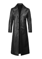 Men’s Real Leather Long Coat | Classic Black Trench by The Western Jacket