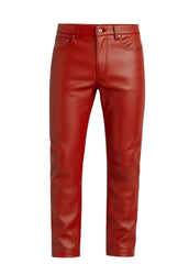 Men’s Red Genuine Leather Pants – The Western Jacket