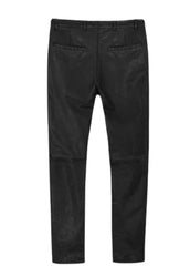 Men’s Genuine Leather Pants – Classic Black Slim Fit by The Western Jacket