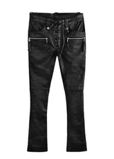 Women’s Black Genuine Leather Lace-Up Pants | The Western Jacket