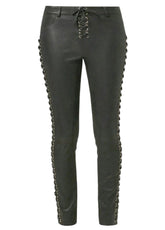Women’s Genuine Leather Lace-Up Skinny Pants – The Western Jacket