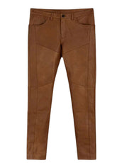 Men’s Genuine Brown Leather Pants – Stylish Slim Fit by The Western Jacket
