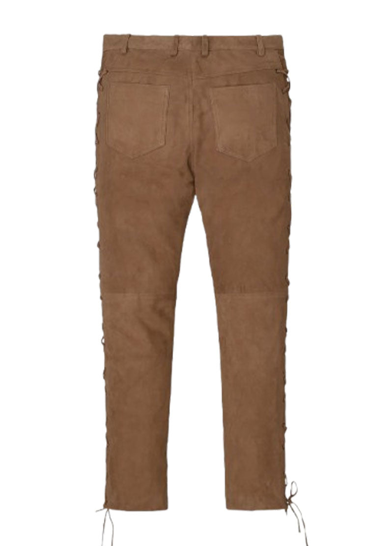 Men’s Brown Suede Leather Lace-Up Pants – Western Style by The Western Jacket