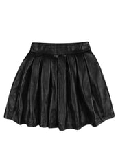 Women's Genuine Leather Pleated Mini Skirt by The Western Jacket