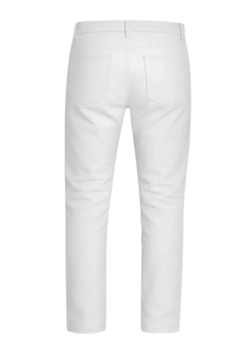 Men’s White Genuine Leather Pants | The Western Jacket