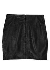 Women’s Genuine Leather Buckle Strap Mini Skirt by The Western Jacket
