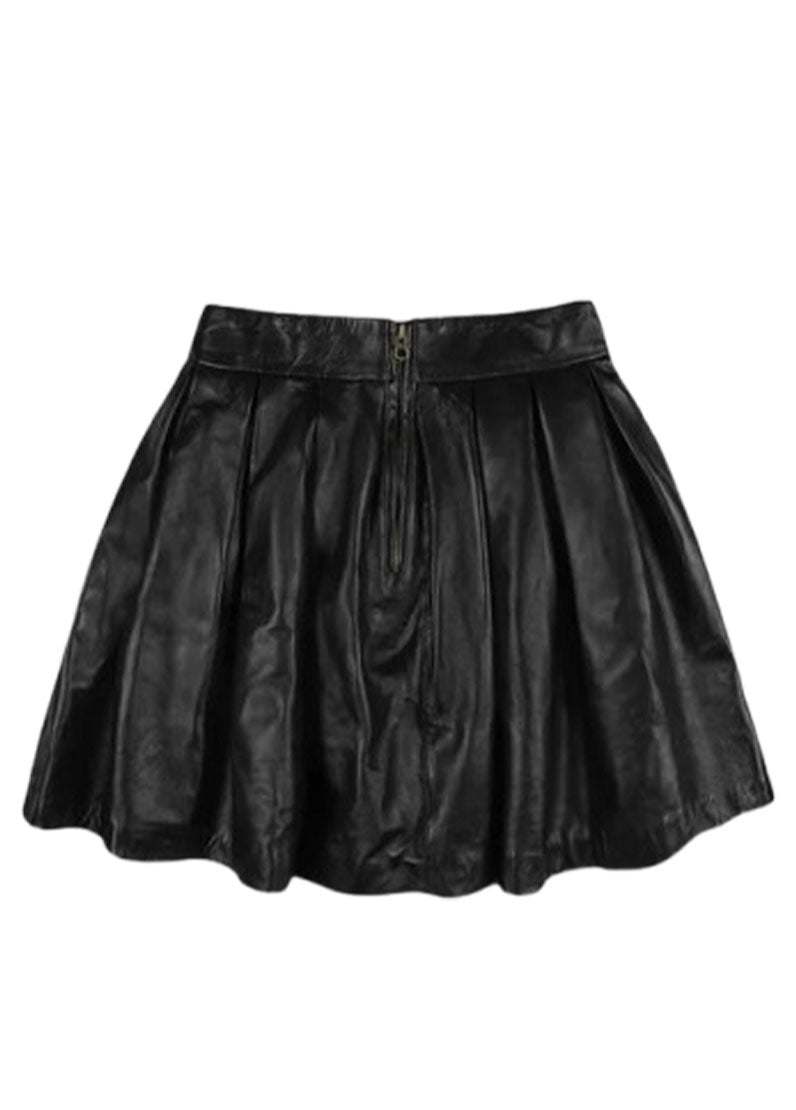Women's Genuine Leather Pleated Mini Skirt by The Western Jacket