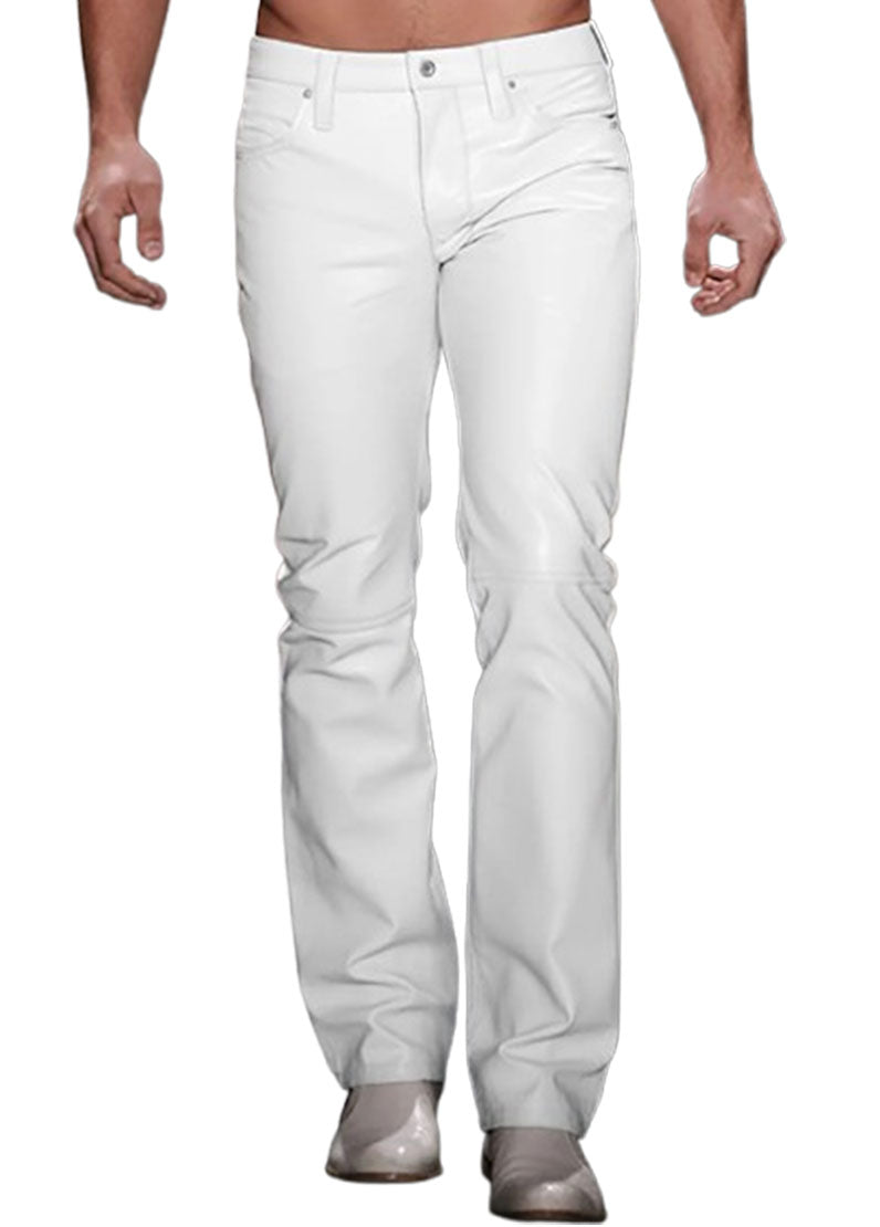 Men’s White Genuine Leather Pants | The Western Jacket