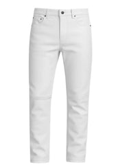 Men’s White Genuine Leather Pants | The Western Jacket
