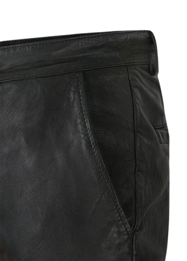 Men’s Genuine Leather Pants – Classic Black Slim Fit by The Western Jacket